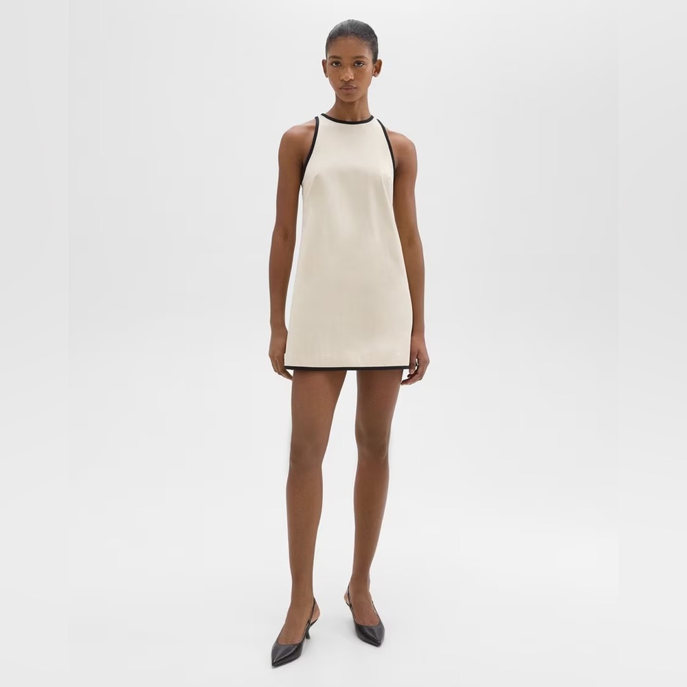 Theory Cream Mini Dress with Black Trim